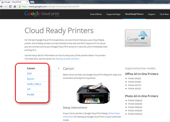 jaka drukarka działa z google cloud print